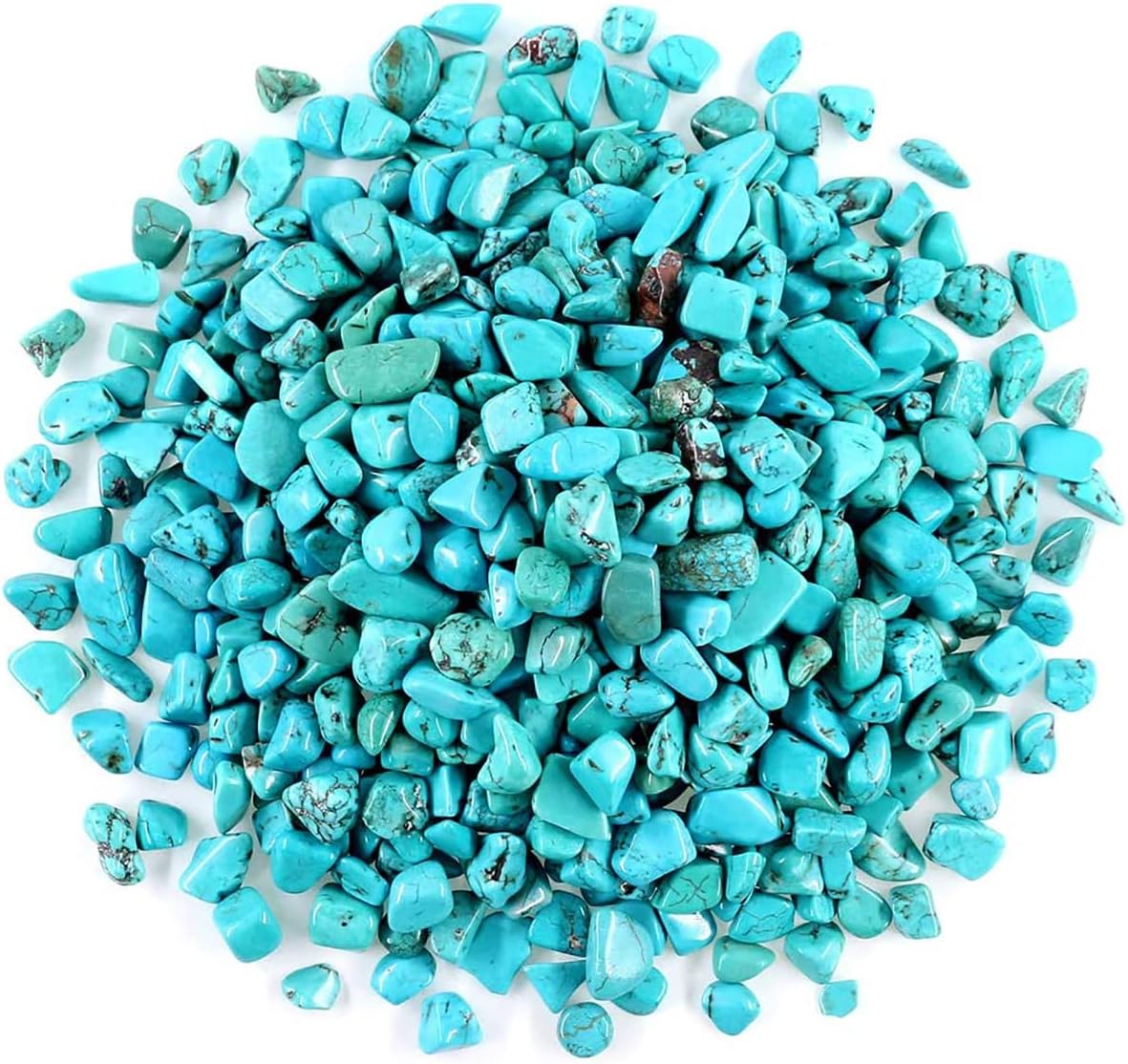Indoor Fountains & Accessories - 1 Lb (460 g) Decorative Quartz Pebbles Irregular Shaped Turquoise Stones Small Tumbled Chip Gravel Crushed Gemstone Pieces Natural Green Crystal for Handicrafts/Home Decoration
