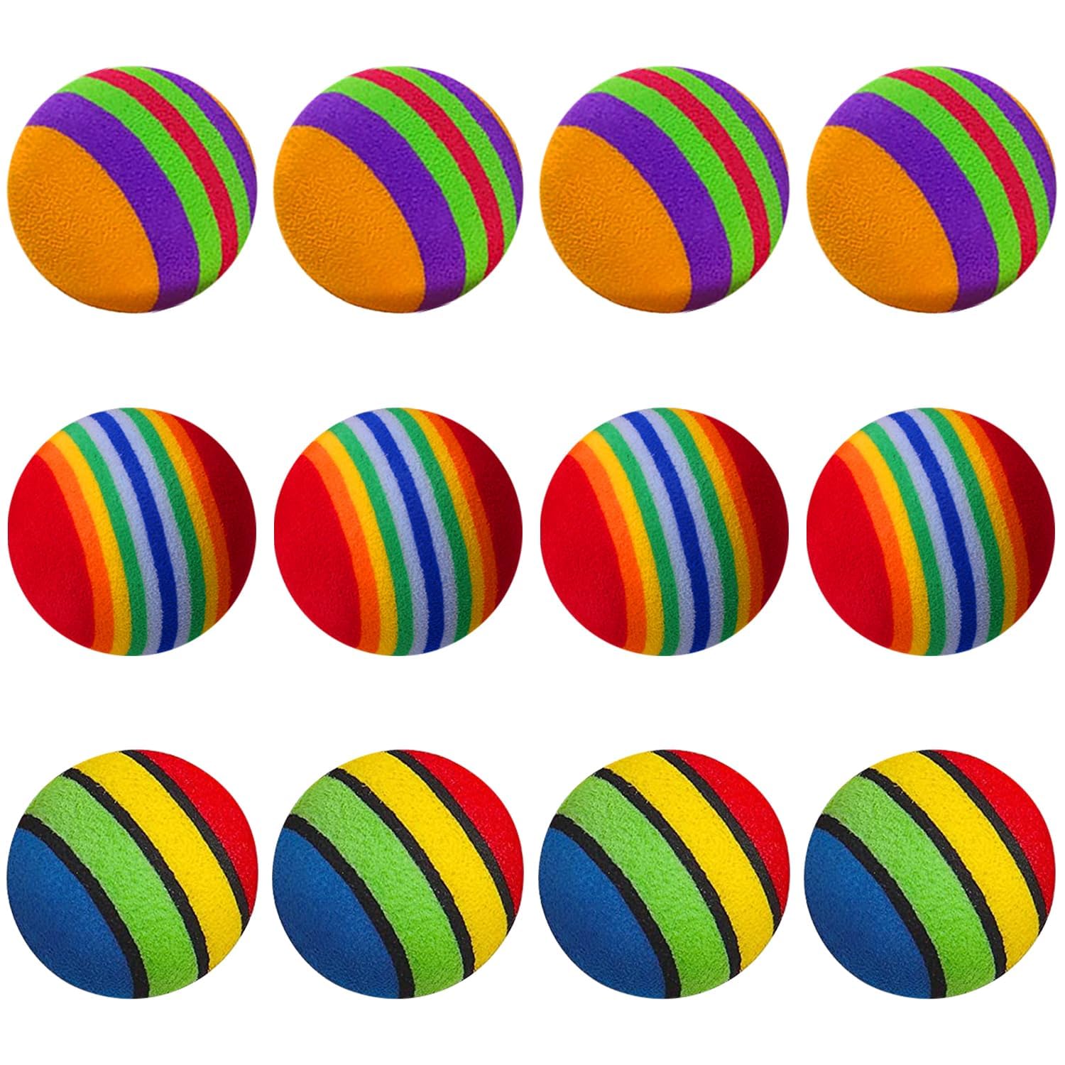 Luckious 12 Pcs Cat Ball Toys 3.5 CM EVA Foam Interactive Cat Toys Balls Cat Play Exercise Chase Training Toys Balls Indoor Kitten Play Soft Interactive Cat Toys