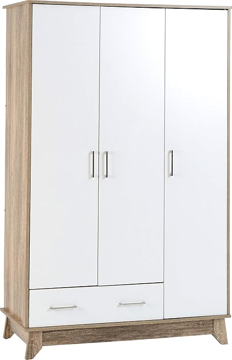 Seconique Stockholm 3 Door 1 Drawer Wardrobe White Oak Amazon Co