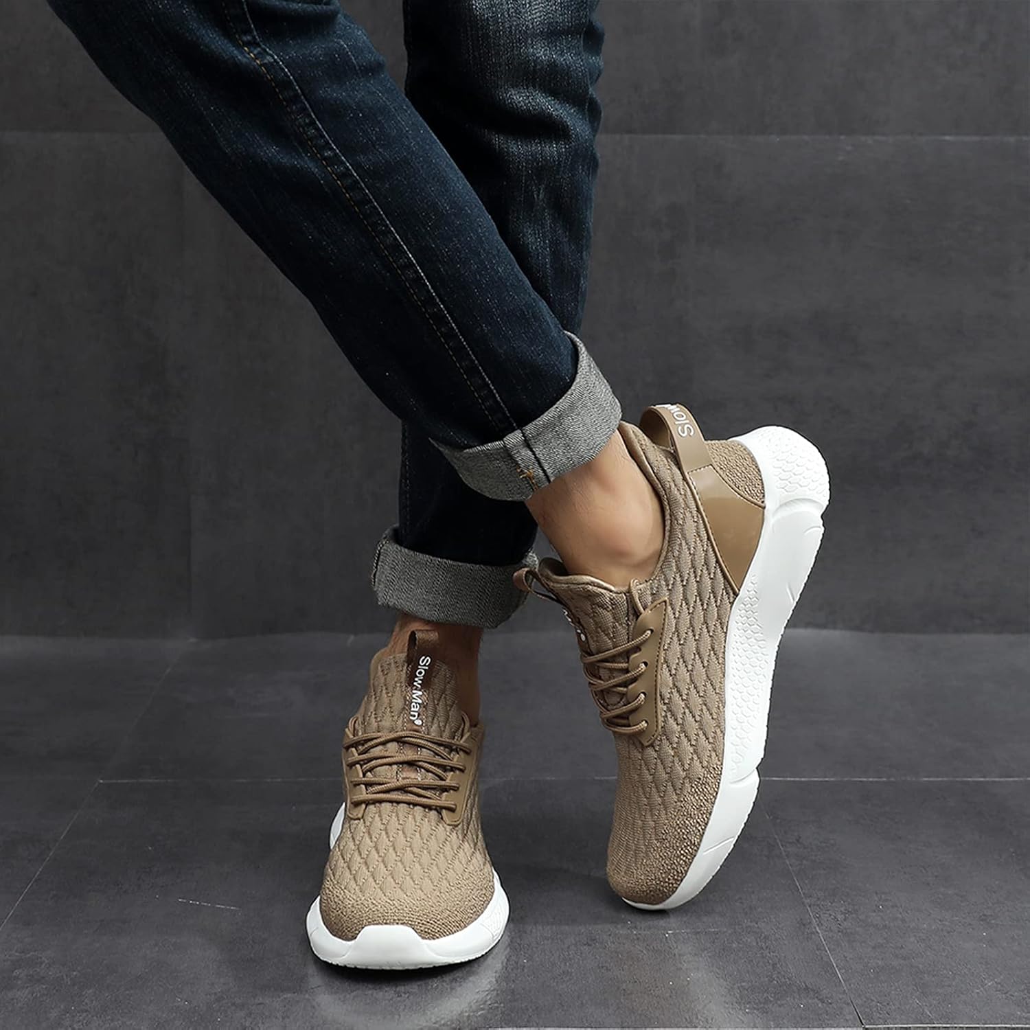  | Men's Running Shoes Sock Sneakers - Air Knit Mesh Breathable Sport Shoes Lace-up Comfortable Shock Cushioning Sneakers | Road Running