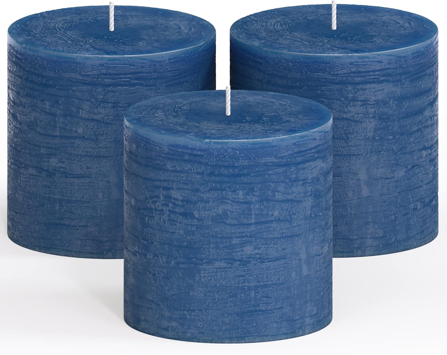 Candles & Holders - CANDWAX 3x3 Pillar Candle Set of 3 - Decorative Rustic Candles Unscented and No Drip Candles - Ideal as Christmas Candles or Large Candles for Home Interior - Dark Blue Candles