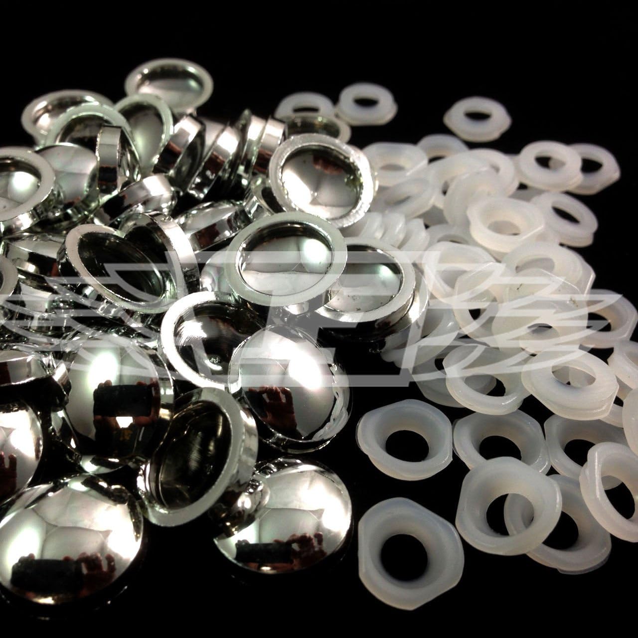 50 x Small Chrome Dome Screw Cover CAPS for 6g & 8g COUNTERSUNK Screws