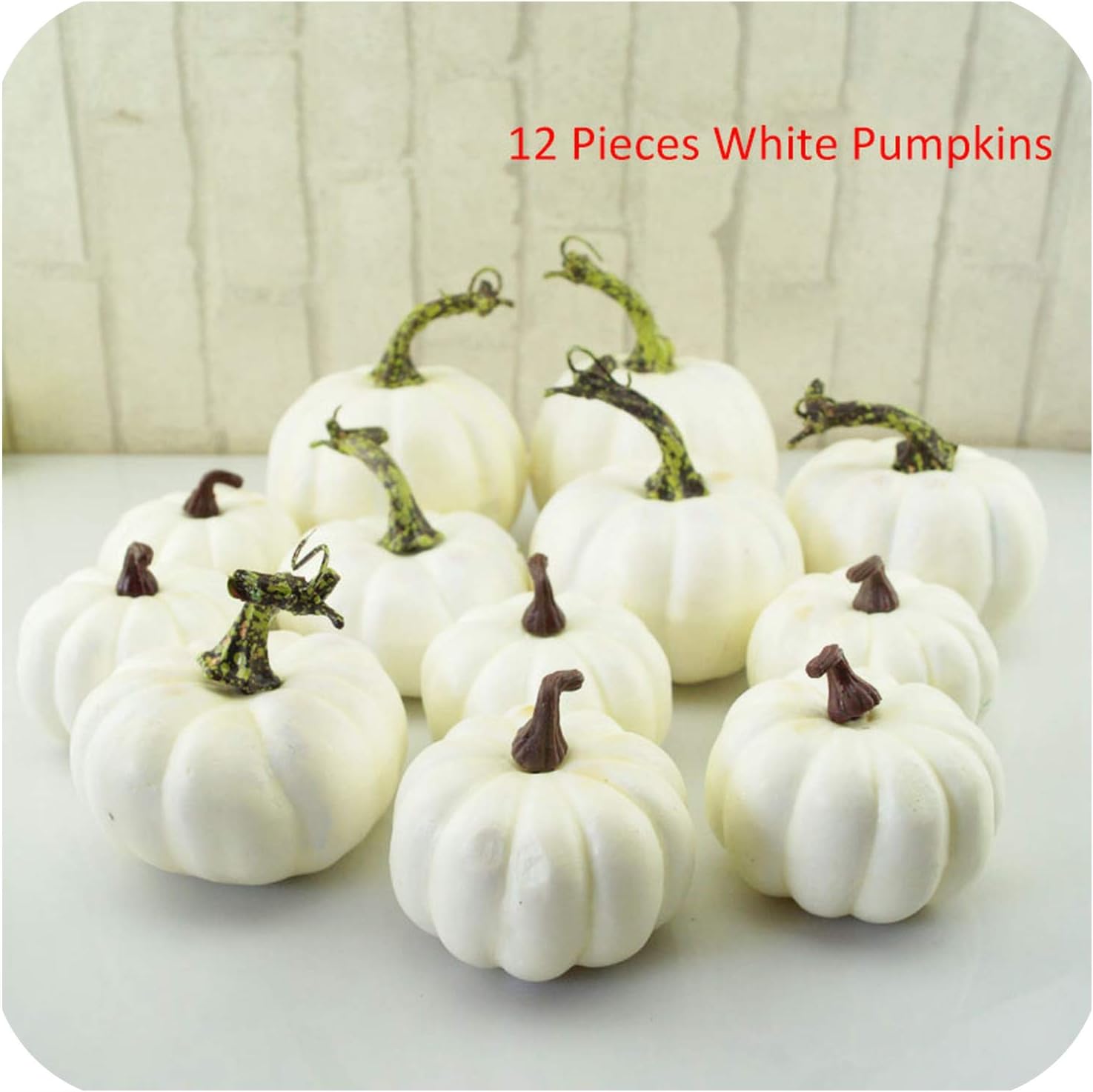 Amazon Com Mini Artificial White Pumpkin Decor Fake Decorative Small Pumpkins For Harvest Halloween Fall Thanksgiving Wedding Decorating 12pcs Home Kitchen