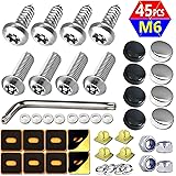 Aootf Stainless Steel License Plate Screws -Anti Theft Frames Fasteners Screws Tamper Resistant Kits for License Plates Secur