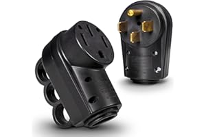 ONLINE LED STORE True Mods NEMA 14-50P/50R 125/250VV 50A RV Power Cord Male/Female Replacement Socket Plug Combo Kit for 6/3 + 8/1 AWG 4-Wire Cord [EZ Grip Handle] [ETL Listed]