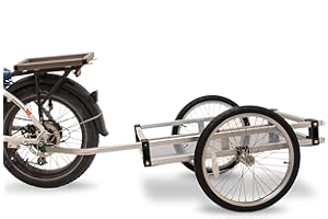 WIKE Heavy Duty Aluminum Flatbed Bike Trailer: Inside Cargo dims 56cmWx77cmL, max Payload 125lbs - incl. Easy-Install Steel B