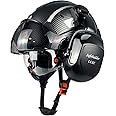 SAFEBUILDER Safety Helmet With Goggles Ear Muffs Work at Hight Carbon Fiber Abs Hard Hats For Industrial Construction Head Protection ANSI Z89.1 Approve (01-Matte Black+Clear&Tinted Goggle+B07Earmuff)