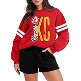 MNLYBABY Football Sweatshirts Football Mom Shirt: Women Oversized Game Day Shirt Fans Cheer Pullover Sunday Funday Tops