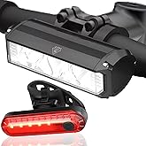 Bike Light Set for Night Riding,Bright Rechargeable Bicycle Headlight Set High Beam Low Beam,USB LED Bicycle Light,Waterproof Bike Headlight and Taillight for Adult Kid Mountain
