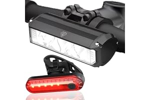 KAMSANG Bike Light Set for Night Riding,Bright Rechargeable Bicycle Headlight Set High Beam Low Beam,USB LED Bicycle Light,Waterproof Bike Headlight and Taillight for Adult Kid Mountain
