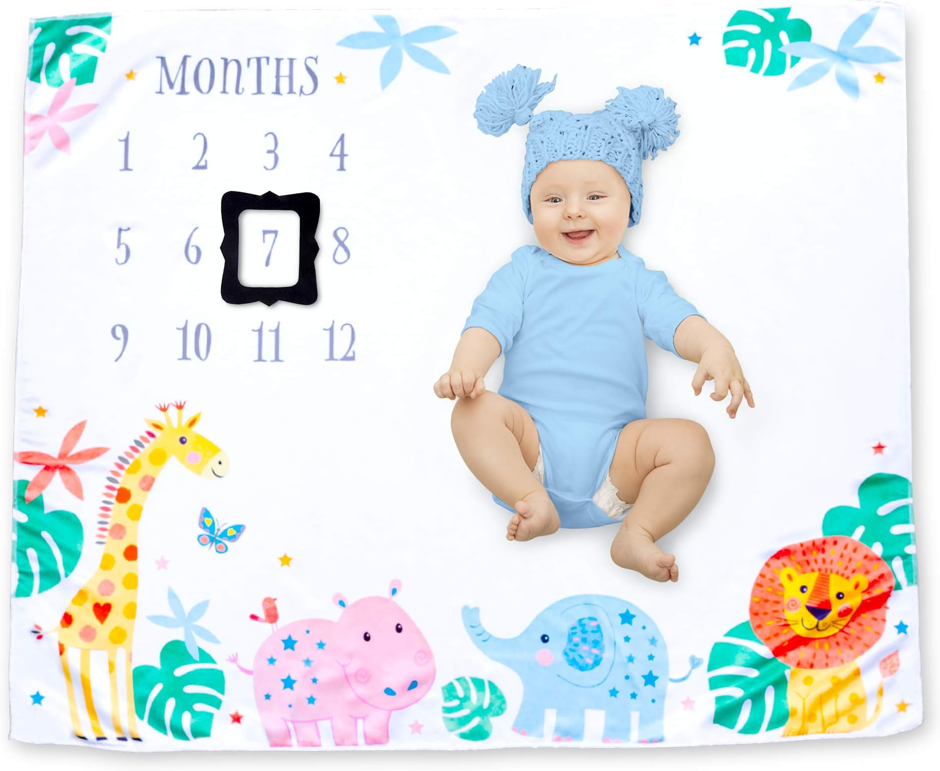 Cocoon Kids Jungle Baby Monthly Milestone Photo Backdrop for Boys and Girls | Gender-Neutral Newborn Photography Props for Awesome Memory Book Pictures