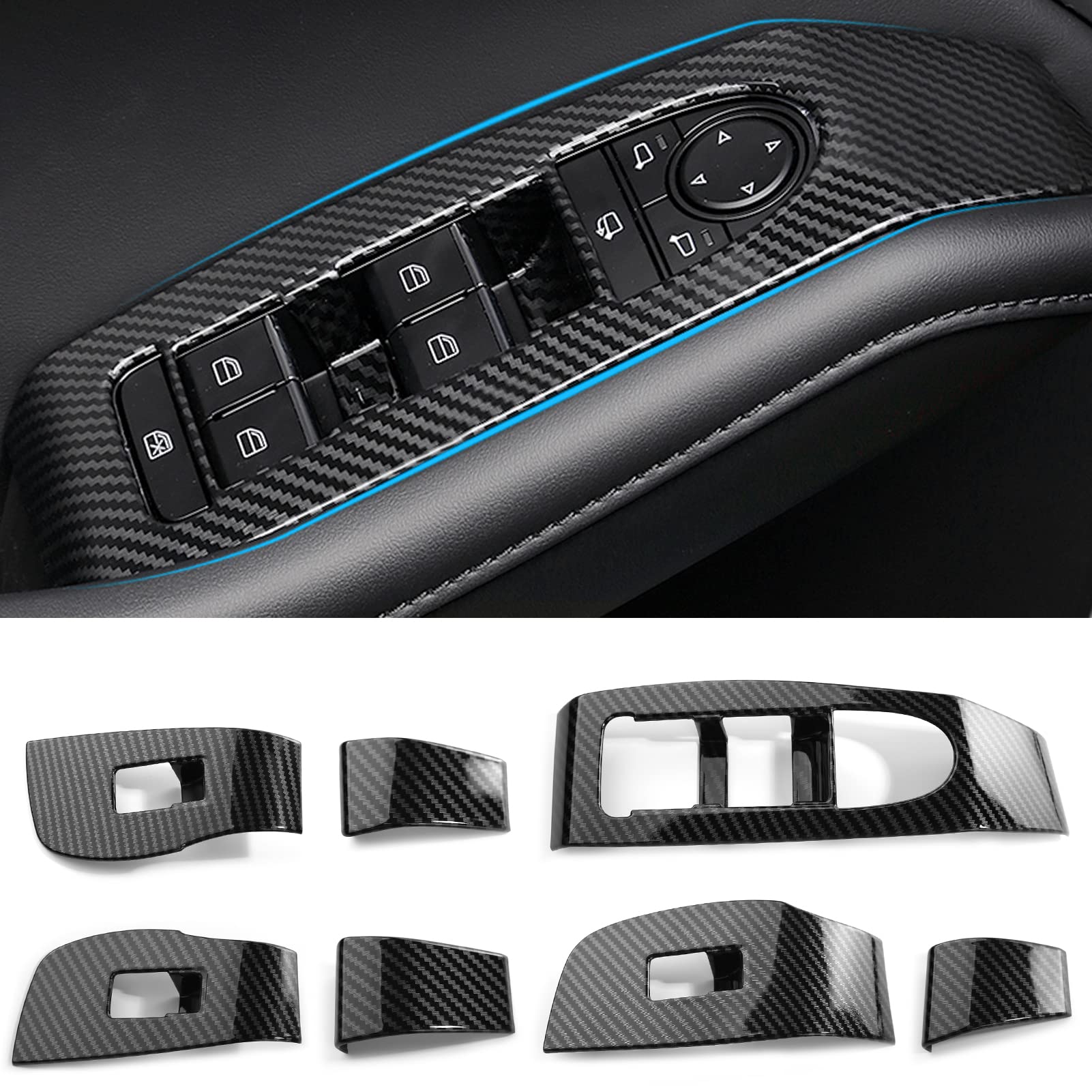 Compatible with Mazda 3 CX-30 2025 2024 2023 2022 2021 2020 Accessories Sporty Car Center Console Armrest Window Lift Down Control Panel Door Lock Switch Cover Trim