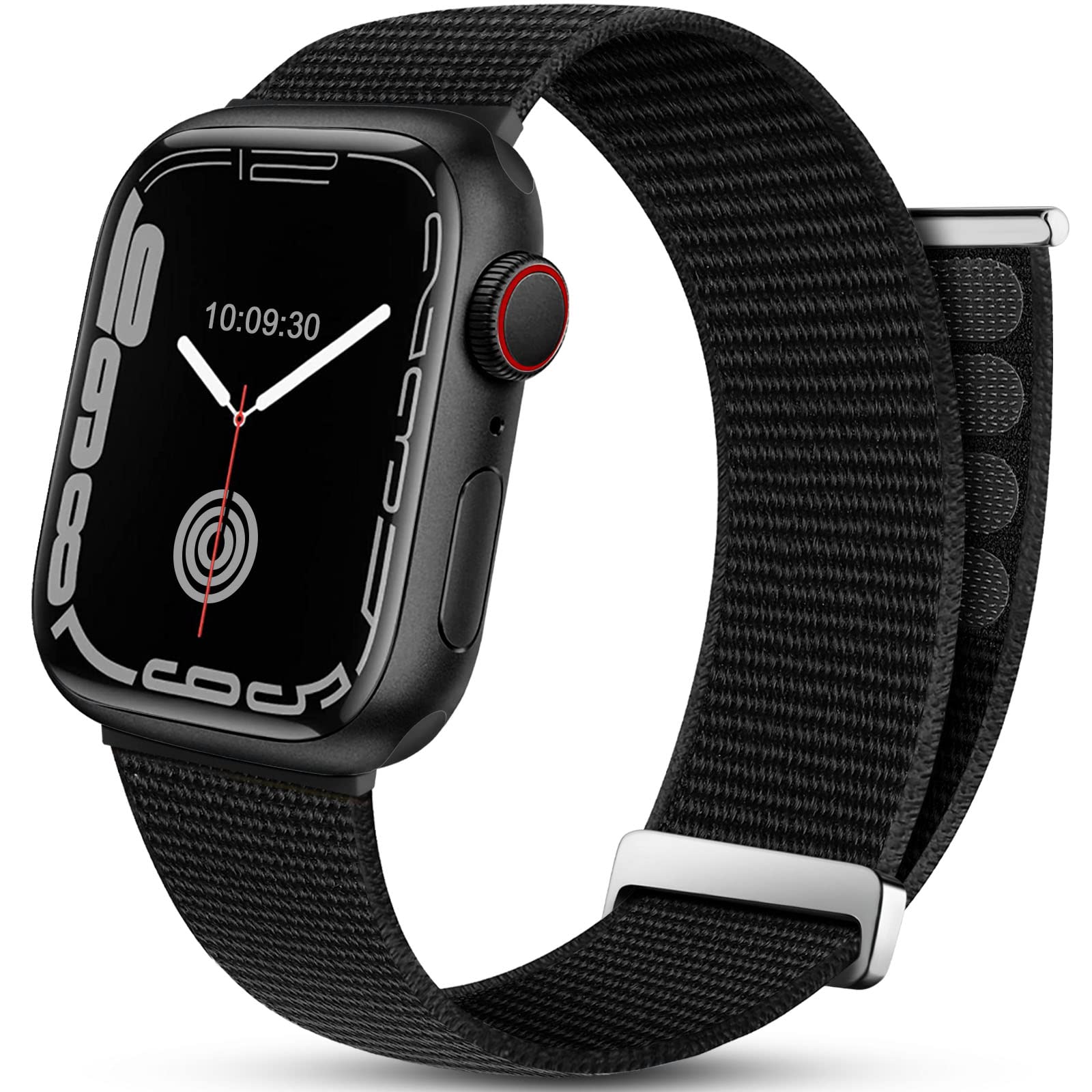 Mastten Sport Loop Compatible with Apple Watch Straps 46mm 45mm 44mm 49mm 42mm, Breathable Nylon Men Women Strap, Elastic Braided Band for iWatch SE Series 11 10 9 8 7 6 5 4 3 2 1 Ultra, Black