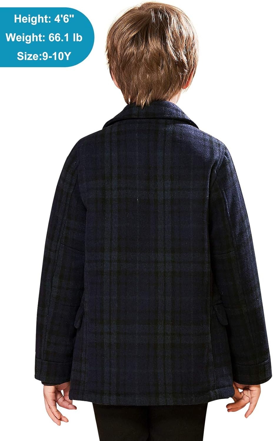 SOLOCOTE Boys Coat Elegant Notched Collar Double Breasted Wool Blend Over Pea Coat: Clothing