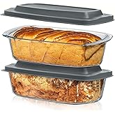 Razab 7.6 Cups / 1800ml / 1.9 Qt Large Glass Loaf Pan with Lids (Set of 2) - BPA-Free Meatloaf Pan with Easy-Grip Handle - 10
