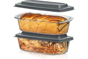 Razab 7.6 Cups / 1800ml / 1.9 Qt Large Glass Loaf Pan with Lids (Set of 2) - BPA-Free Meatloaf Pan with Easy-Grip Handle - 10