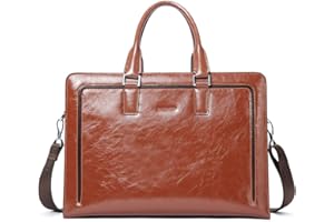 BOSTANTEN Women Genuine Leather Briefcase Tote Business Vintage Handbag 15.6" Laptop Shoulder Bag Brown