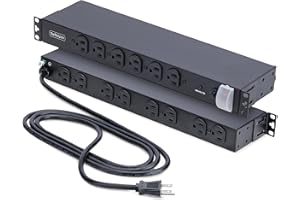 StarTech.com 14-Outlet Rackmount PDU, 1U Server Power Strip, 6X Front and 8X Rear Ports, Mounted Power Distribution Unit