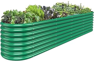 FRIZIONE 9FT(L)×2FT(W)×2FT(H) Raised Garden Bed Outdoor, 9 in 1 Adjustable Raised Garden Beds for Flower, Raised Planter Box Outdoor for Herb, Vegetable-Dark Green