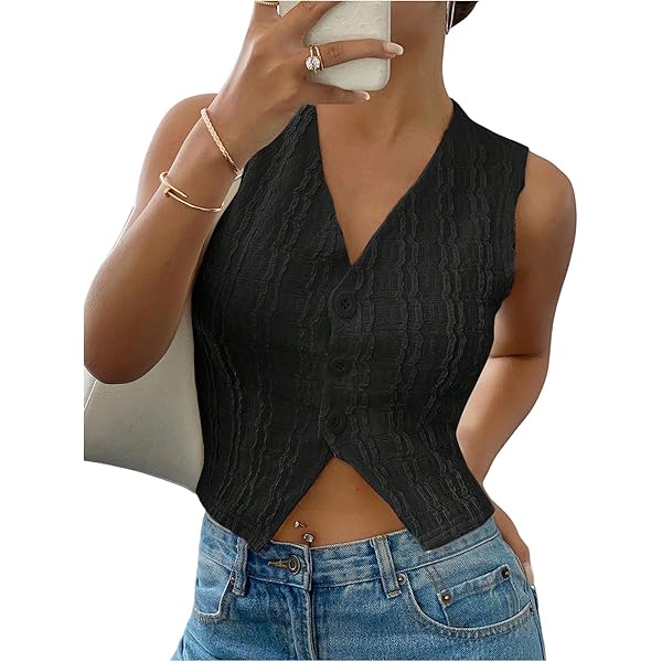 SHENHE Women's Linen Square Neck Button Up Tank Top Dressy