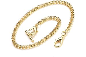 BOSHIYA Silver/Gold Pocket Watch Chain 14 Inch Albert T Bar Chain with Lobster Clasps Watch Chain Link Vest for Your Pocket Watch