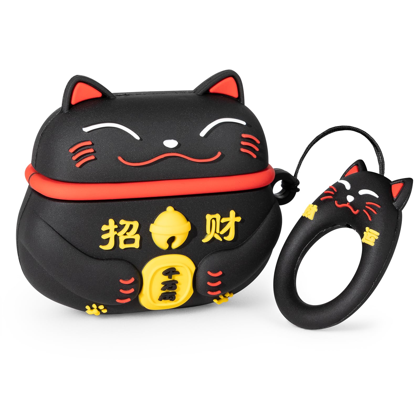Photo 1 of YONOCOSTA for AirPods 4 Case, Cute Black Lucky Cat AirPods 4th Generation (2024) Case Funny 3D Cartoon Animal Heavy Duty Protection PVC Charging Cases Cover with Keychain for Kids Girls Women