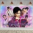 Prince Singer Birthday Backdrop for Party, Rock Singer Happy Birthday Banner Shoot Photo Backgrounds Props for Fans Adults Baby Shower Photography Backdrop (70.86 * 43.3Inch)