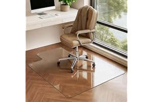 VASUHOME Premium Tempered Glass Chair Mat with Lip – 53" x 45" Large Floor Protector for Carpet & Hardwood, 1/5" Thick, Includes 12 Anti-Slip Pads