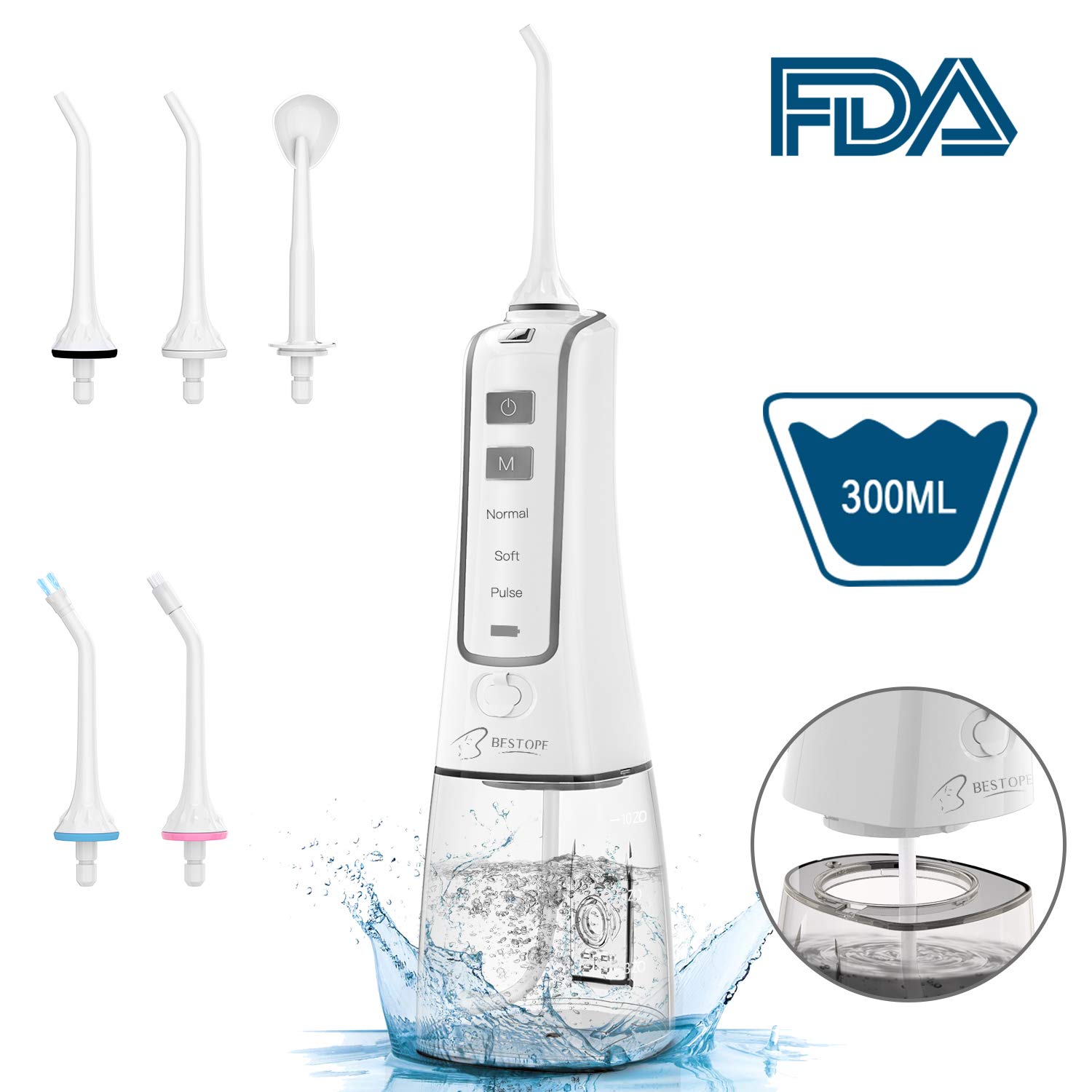BESTOPE Water Flosser Cordless Oral Irrigator Electric Flosser with