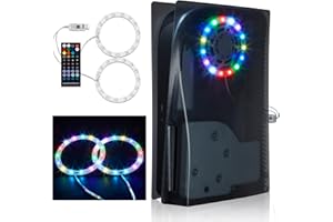 PEPPER JOBS LED Light Strip for PS5, RGB LED Light Strip for PS5 Console Translucent Black Cover, Music Sync and 8 Colors 400+ Modes 5050 LED Light for PS5 Console with IR Remote/USB/and APP