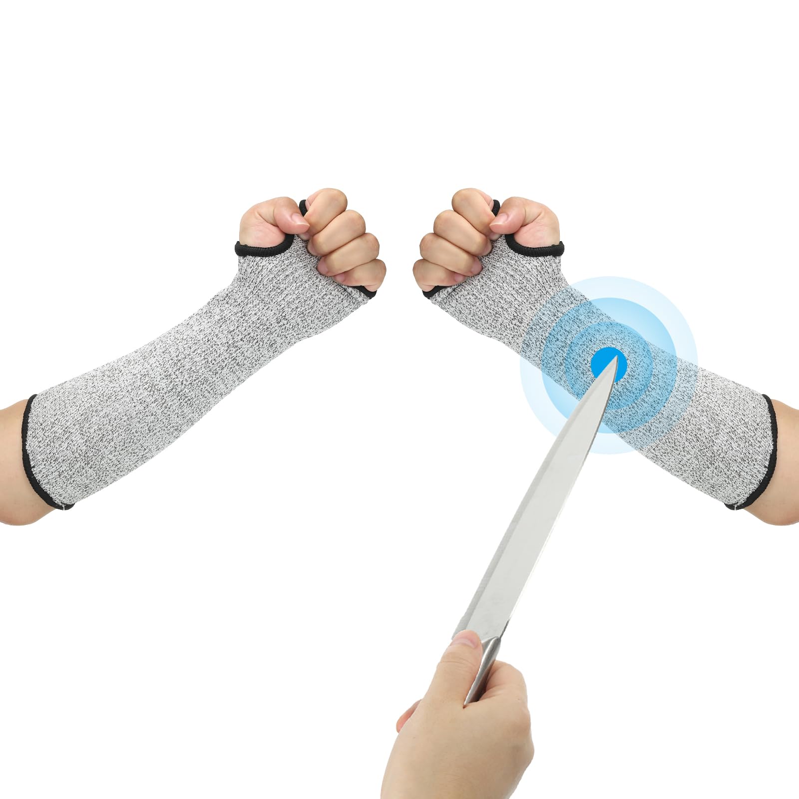 PATIKIL 12 Inch Cut Resistant Sleeve, 1Pair Arm Safety Protectors Sleeves with Thumb Hole Level 5 Protection Forearm Guard Sleeves for Thin Skin and Bruising, S, Gray