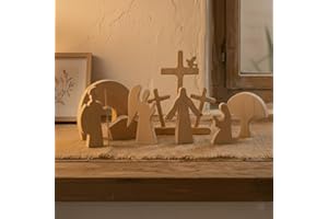 Empty Tomb Easter Resurrection Scene Cross Decoration Set Handmade Wooden Religious Christian Home Decor for Tabletop & Shelv