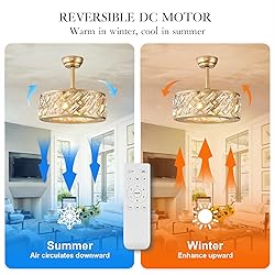 CATINER Crystal Caged Ceiling Fans with