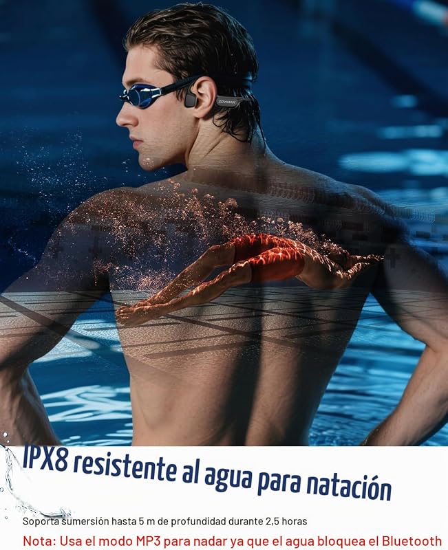 Auriculares Conducción Ósea Natación, IPX8, MP3 8 GB, Bluetooth 6.0 — foto 3 de 8