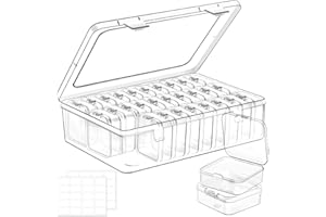 Mauproy Bead Organizer Box, 31 Pcs Small Clear Plastic Bead Storage Cases, Mini Rectangle Storage Containers with Hinged Lids and Labels for DIY Art Craft Jewelry Bracelet Making
