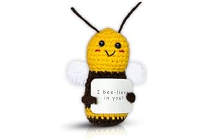 SACHPER Pickle Buddies Bee-Lieve Buddy - Positive Crochet Animals Gifts Emotional Support Crochet Dolls Desk Decor Crochet Plushies Crochet Positive Bee Emotional Support Plush Stress Relief
