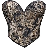 HEBEBRIDAL Victorian Renaissance Corset for Women Vintage Gothic Floral Print Overbust Bustier Tube Lace Up Party Crop Top