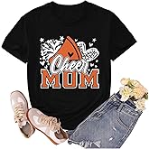 sallrue Womens Cheer Mom Shirt Mom Life Tshirt Game Day Shirts Mama Cheer Leader Tee Tops