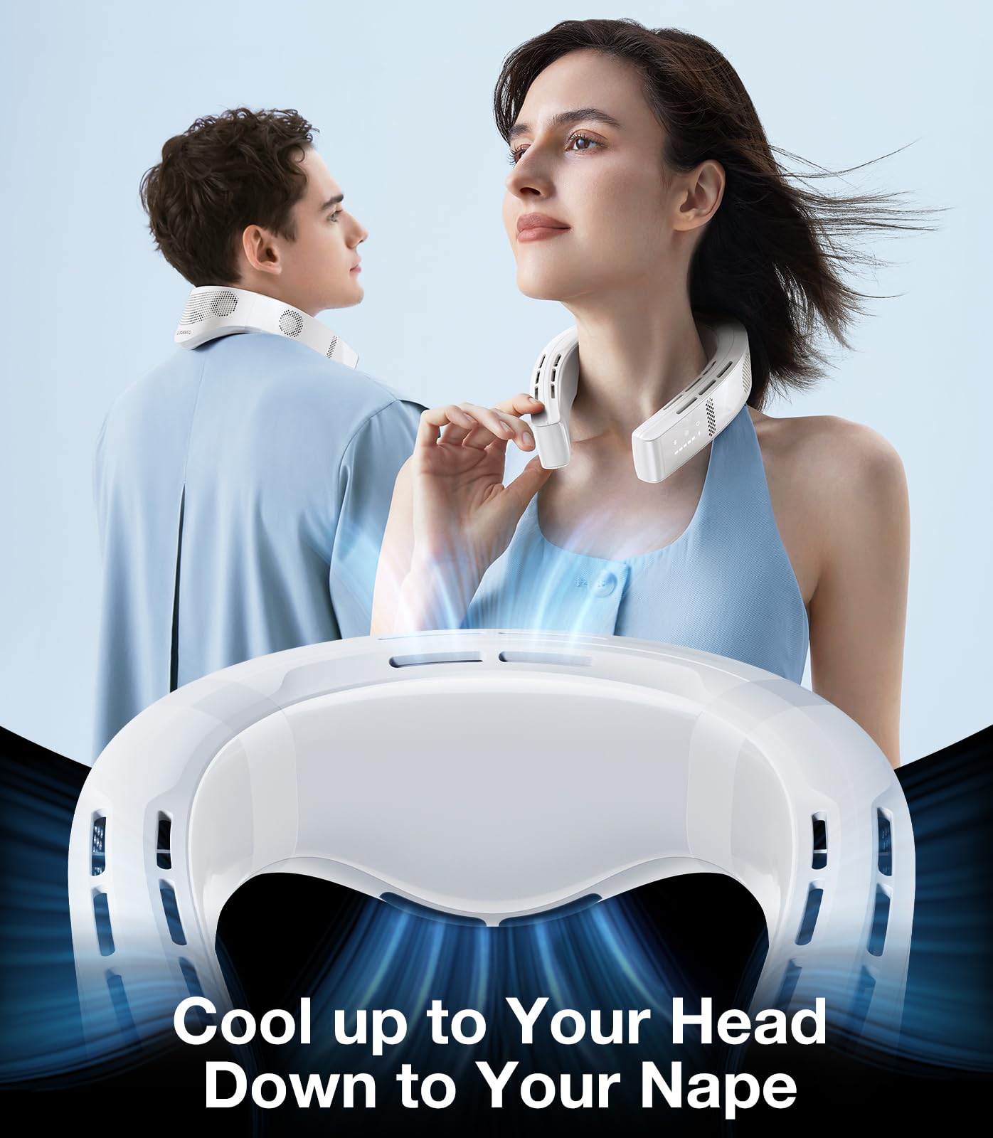TORRAS COOLIFY 3 Neck Air Conditioner, Extreme Cooling Version Neck Fan, Full-body Cooling Portable Fan, Vertical Airflow Personal Fan, AI Temp Control Portable Neck Fan Wearable Cooler, White