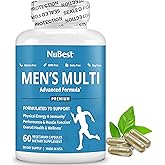 Multivitamin for Men with 38 Key Nutrients, B Complex, D3, A, C, Zinc, Magnesium, Calcium, Asian Ginseng, Ashwagandha, Turmeric for Bones, Muscle, Immunity | 60 Vegan Capsules | 1 Month Supply