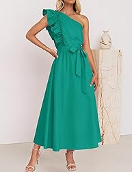 ZESICA Women's 2025 Summer One Shoulder Ruffle