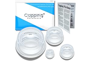 CUPPING WAREHOUSE TM Cupping Warehouse Supreme 4 Intermediate Pro 5560 Beginner Silicone Cupping Set – 4 Cups for Body Sculpting, Massage Therapy, Pain Relief, Cellulite Reduction (S1.3, M1.6, L2.1, XL2.75)