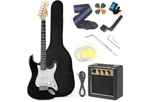 Jdfdexc Electric Guitar 39" inch Complete Beginner Starter kit Full Size with Amplifier,Complete Starter Set for Newcomers Electric Guitar Kit with Bag,Capo, Strap, String,Cable, Picks