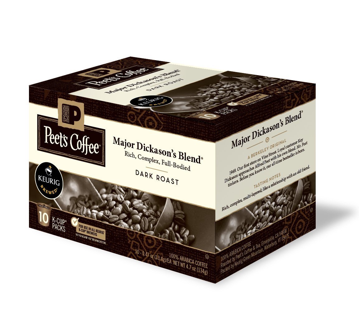 Peet's Coffe & Tea Single Serve K-Cups 3 Pack, Major Dickason's Blend, 10 Count 3 Pack