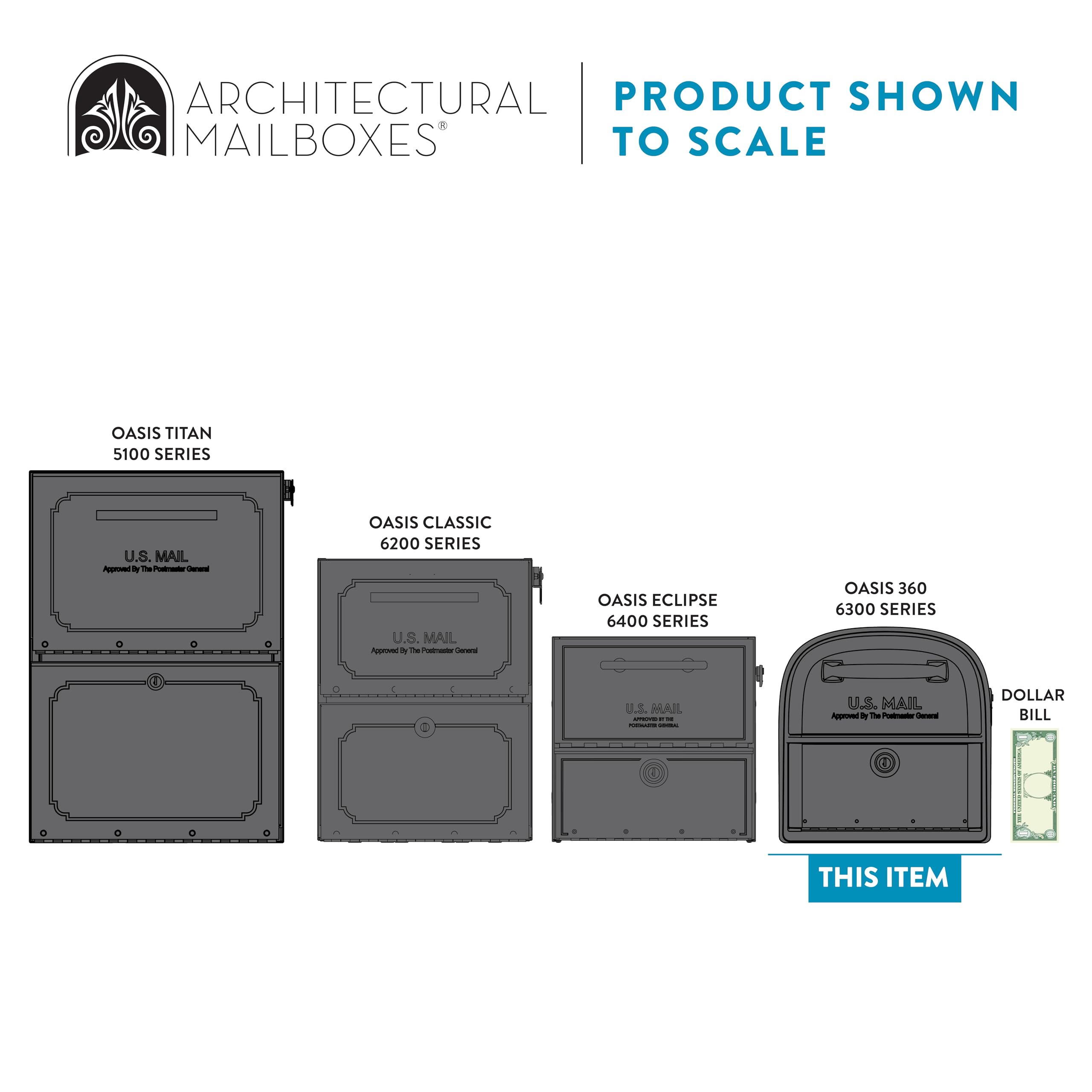Architectural Mailboxes 6300B-10 Oasis 360 Locking Parcel Mailbox, Extra Large, Black, 6300B-10
