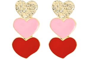 Rave Envy Heart Earrings for Women, Valentine Earrings for Women - Fashionable Statement Earrings for Womens - Perfect Heart Jewelry as Valentines - Valentines Day Gifts for Wife