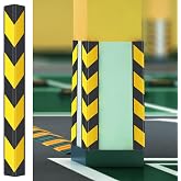 Maasechs 12 Packs 31" Rubber Wall Corner Guard for Parking Lot Pillar Wall | Reflective Black Yellow Edge Protector Strip, Self-adhesive Install, Car Bumper Safety Guard for Garage Warehouse Edge