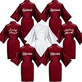 Coume 7 Pcs Bride Silk Robes Bridesmaid Satin Robes Bridal Shower Kimono Clothes for Women Bridal Shower Wedding Favors