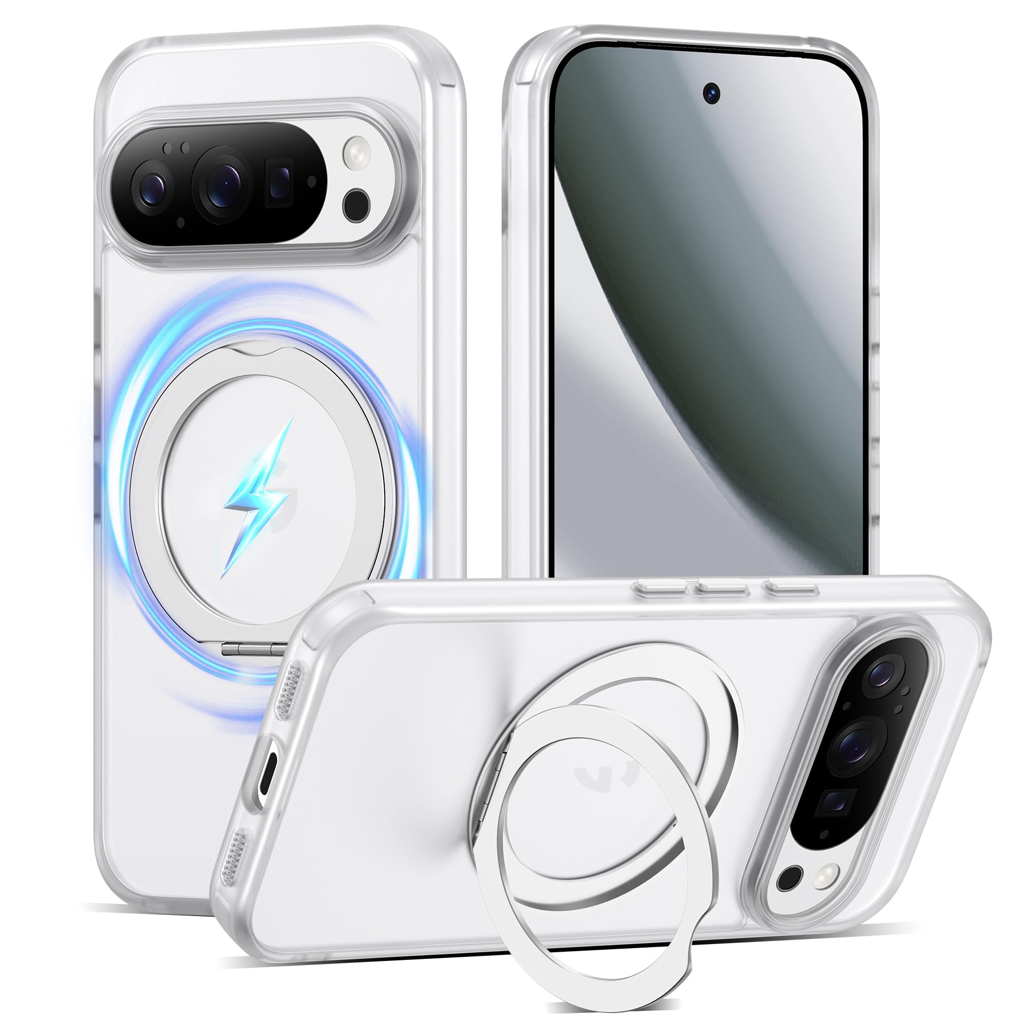 Photo 1 of AmoraAqua Compatible with Google Pixel 10 Pro XL Case with 360° Magnetic Ring Stand [Compatible with Mag-Safe ] Shockproof Translucent Phone Case for Google Pixel 10 Pro XL 6.8'',Translucent