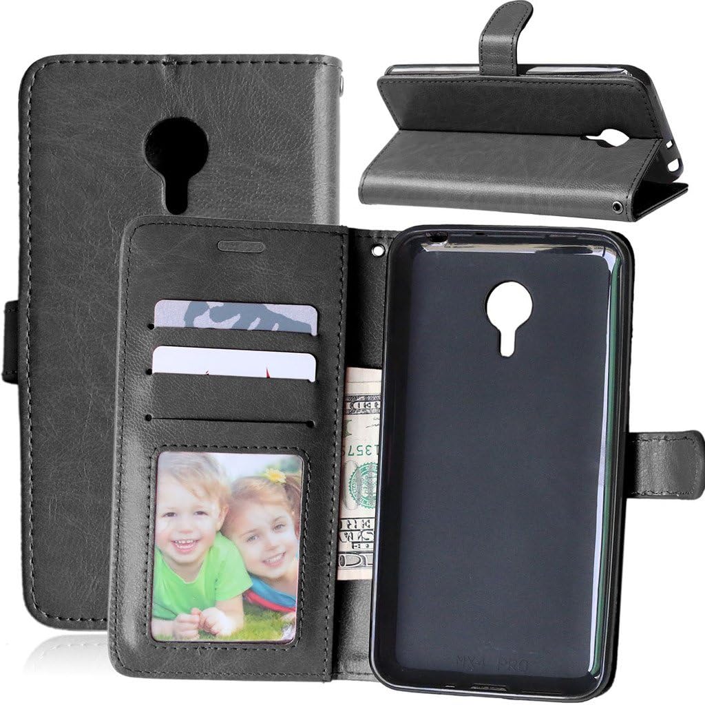 FUBAODA for Meizu MX4 Pro Phone Case + Free Charger Data Sync Cable, [Photo Frame] PU Leather Flip Money Wallet, Card Slots and Stand for Meizu MX4 Pro (5.5 inch) (Black)